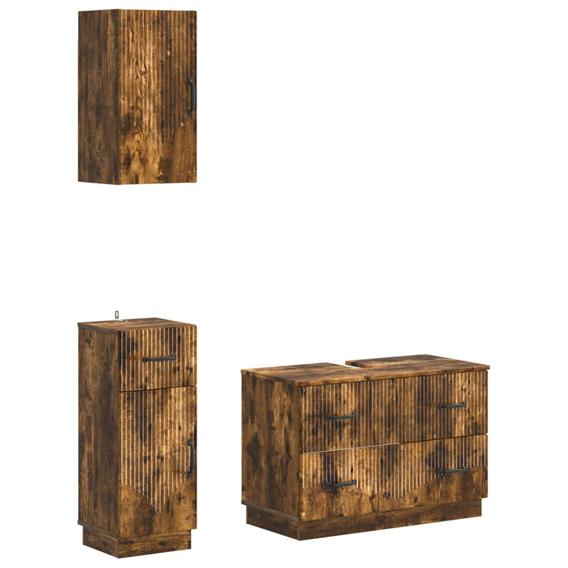 Bathroom Storage Furniture Set, Smoked Oak
