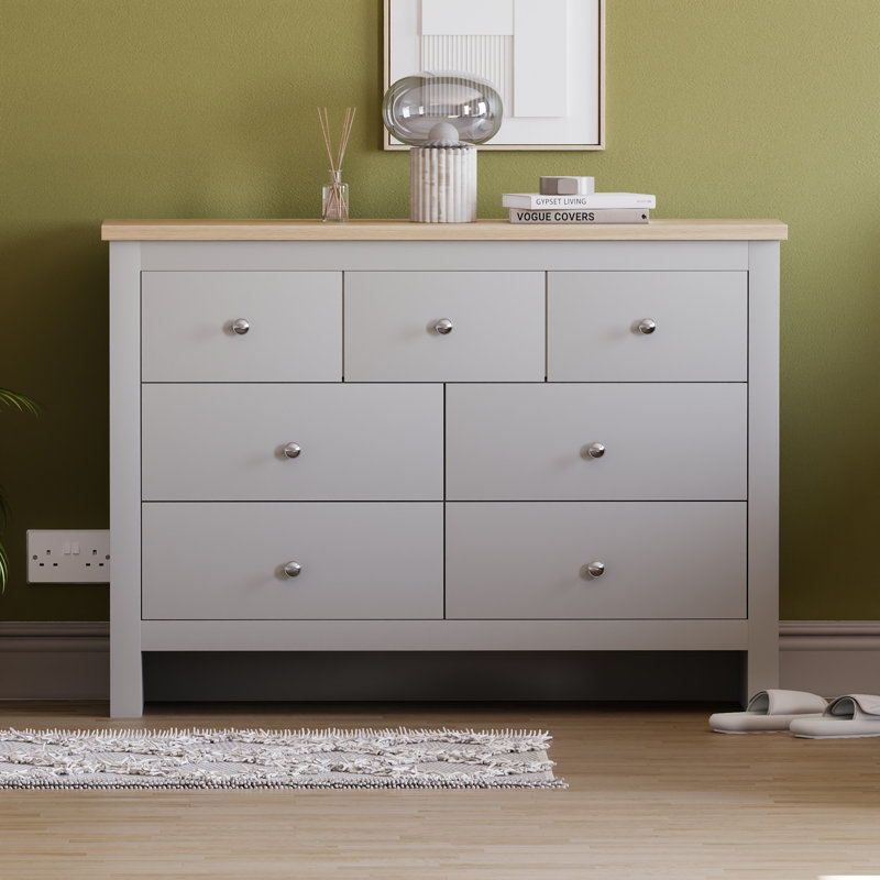 Morley 111.5cm W 7 - Drawer Chest of Drawers, Grey