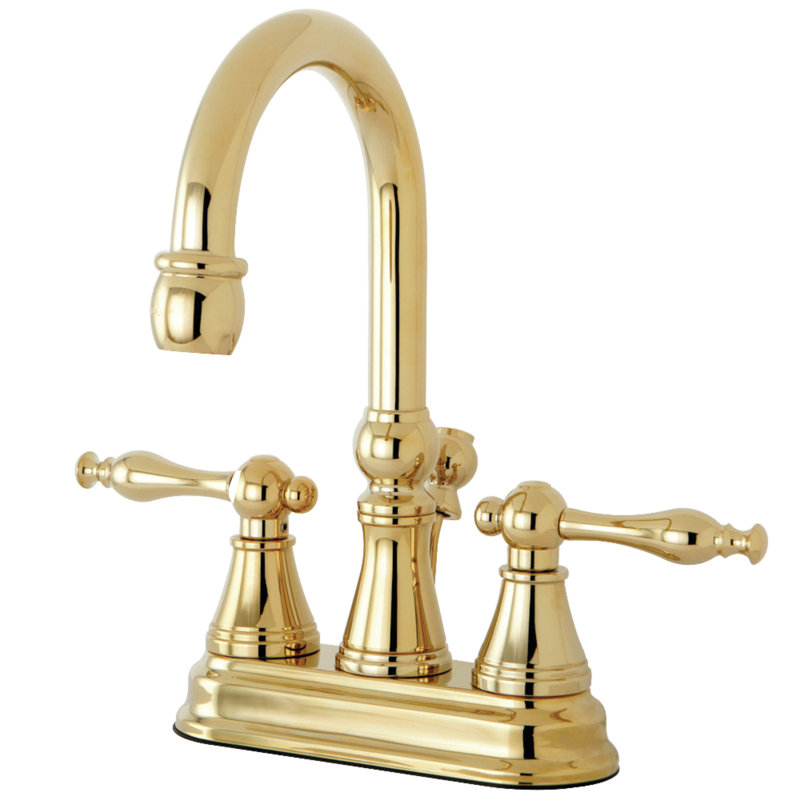 Robinet de salle de bain central à 4 poignées à 3 trous à fixation sur le comptoir avec laiton escamotable Kingston