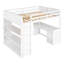Lit mezzanine double avec échelle, tablettes et bureau