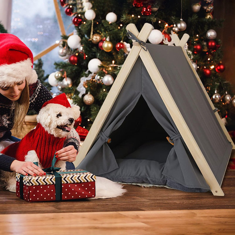 Tente pour animaux de compagnie pour petits chiens et chats, lit de chiot portatif avec ...