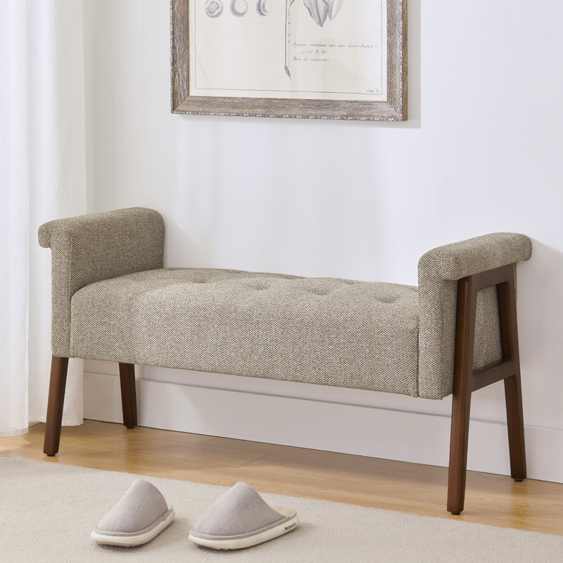 Banc rembourré en mélange de polyester Lovice, Brun