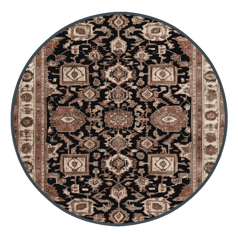 Tapis brun lavable à la machine, Rond 5 pi