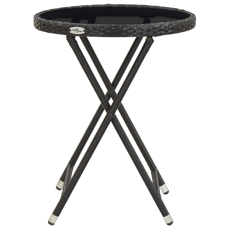 Hisham Round Glass Outdoor Bistro Table - 60 cm W 60 cm D, Black
