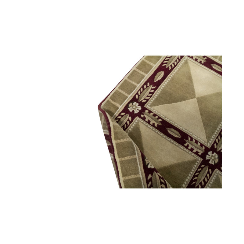 Tapis rouge, beige et gris noué à la main de haute qualité