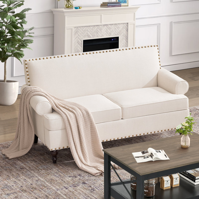 Causeuse en tissu Mutya, Beige