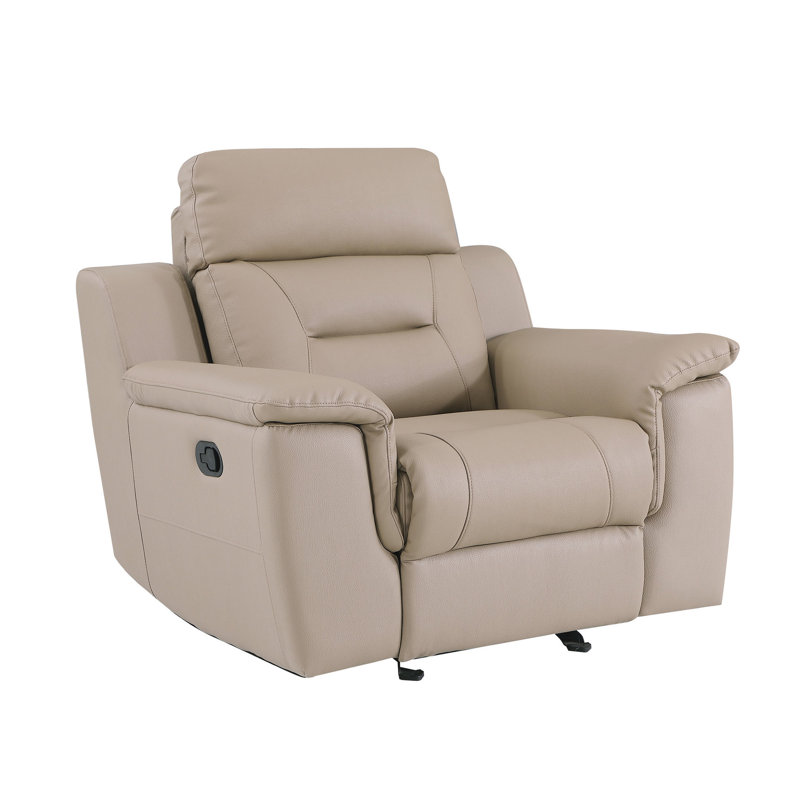 Siège inclinable en cuir avec soins lombaires - beige, base en acier inoxydable, dossier de chaise beige, élégant