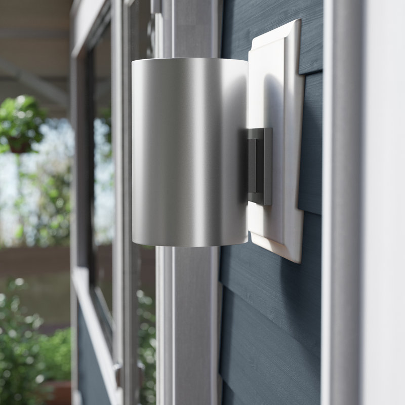 Outdoor Cylinders Small One Light Outdoor Wall Lantern from , 7.25" H x 5.13" W x 5.13" D, Silver, No