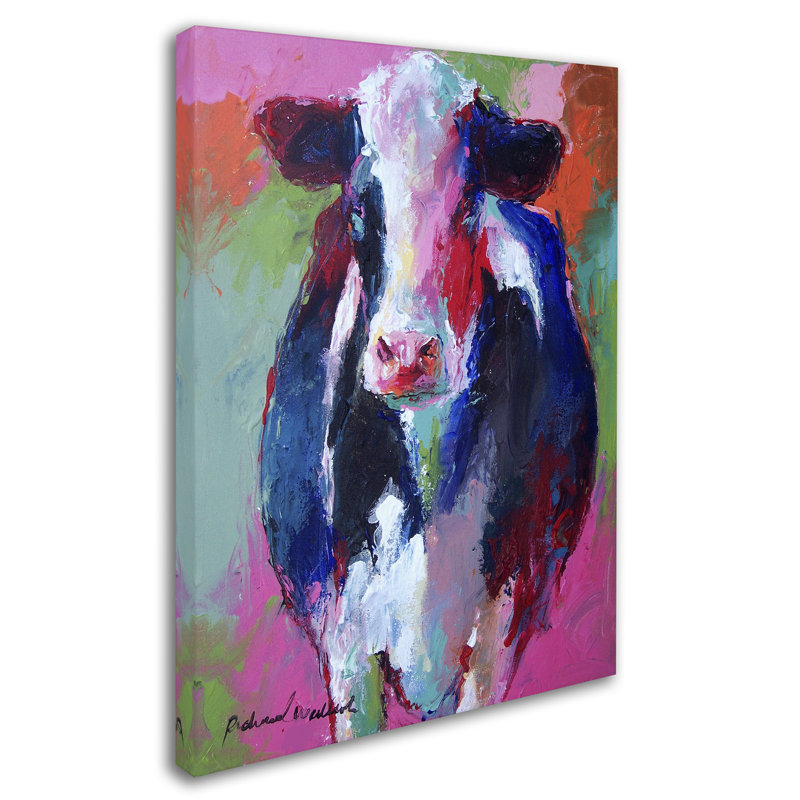 « art rose cow », reproduction sur toile tendue, H 19 po x l 14 po