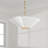 4-Light Modern Botanical Dual Mount Pendant in Matte White with Painted Matte Brass Interior and Square Designer Chain-107163577