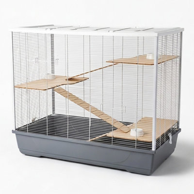 Hamster & Rat Cage 100cm – Plaza XL Multi-Level Grey/White |