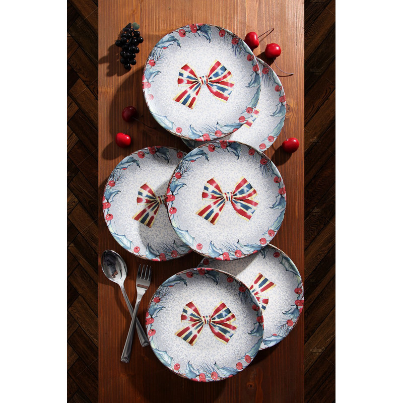 Dessert Plate, Red/Blue/White