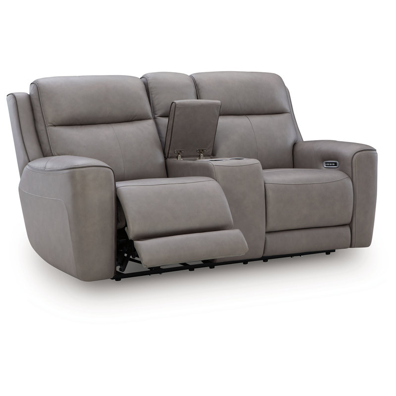 5Z-Comfort Power Reclining Loveseat with Console, Gray, 43" H x 77.63" W x 41" D