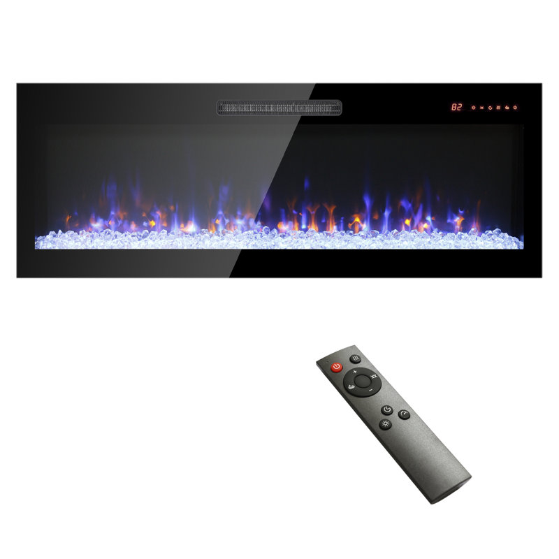 50" Recessed Thin Electric Fireplace - Wall Mounted, Multi-Color Flame & Ember Bed, LED Heater With Remote Control