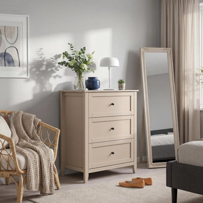 3 Drawer Dresser for Bedroom, Modern Chest of Drawers with Metal Knobs, 27.5" Wide Nightstand Bedside Table for Nursery, Living Room, Apartment