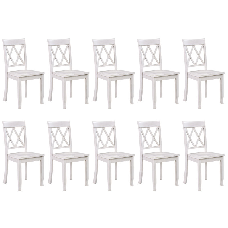 Brookner Wood Cross-Back Dining Chairs, Antique White, 10