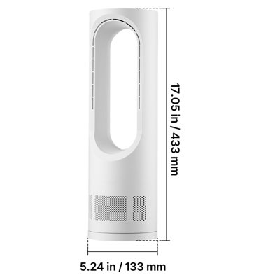 Ventilateur de bureau sans lame, petit ventilateur de table de bureau de 17 pouces, réglage à 5 vitesses, minuterie 0-9H, oscillation de 60 degrés, commande tactile, facile à nettoyer, portable pour le bureau, le salon, la chambre à coucher