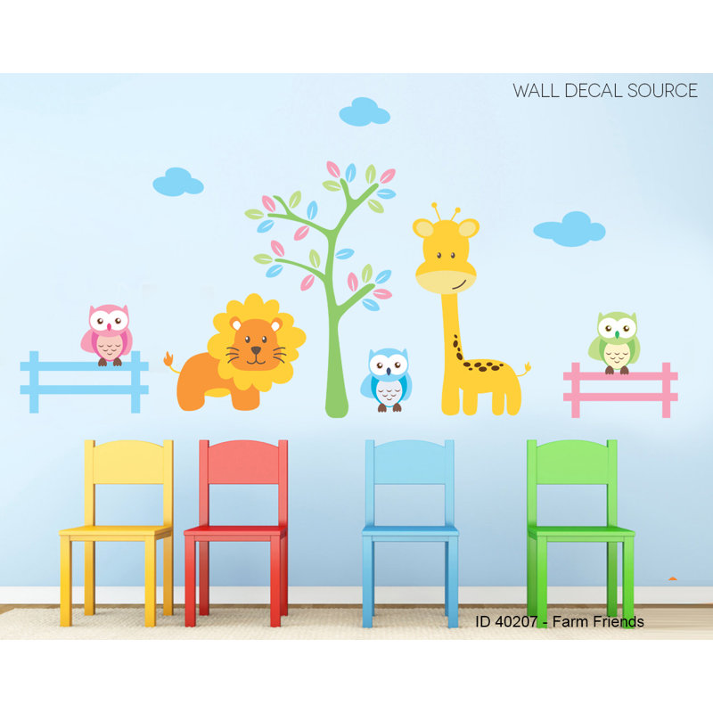 Décalcomanie murale en vinyle lion, giraffe et hibou, Schéma A