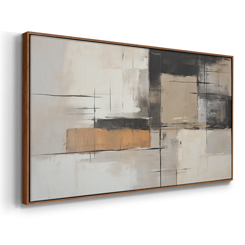 Abstrait, série CCL XXV, toile tendue avec châssis, prête à être accrochée, H 17 po x l 33 po, Noyer