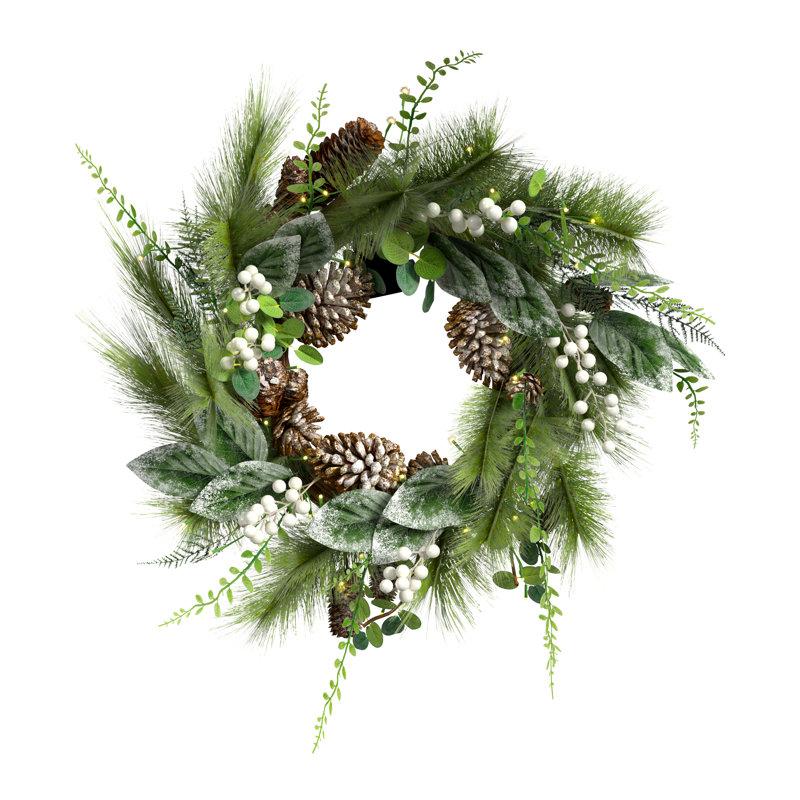 Faux Lighted Plastic 55cm Wreath