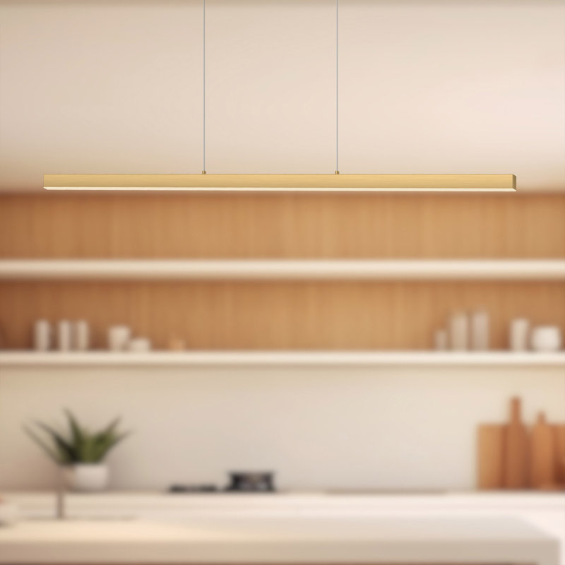 Vega 1 - Light LED Pendant, 1.5" H x 56" W x 0.75" D, 3000K, Brushed Gold