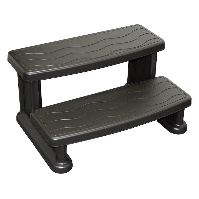 Gray 2-Step Spa Step for Square and Round Hot Tubs
