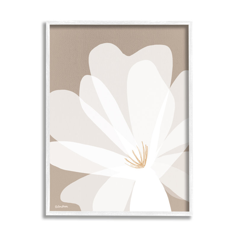 «Beige and White Lily» par Lisa Larson - reproduction flottante sur bois, Blanc, H 14 po x l 11 po x P 1,5 po