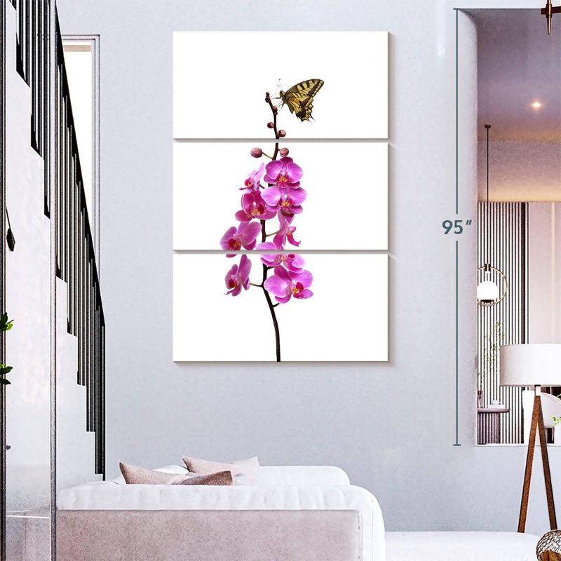 Brampt Butterfly On Orchid Stalk, 74" H x 48" W