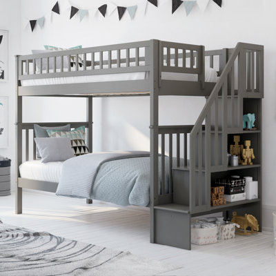 Ilariana Heavy Duty Kids Staircase Bunk Bed with Built-in Charger