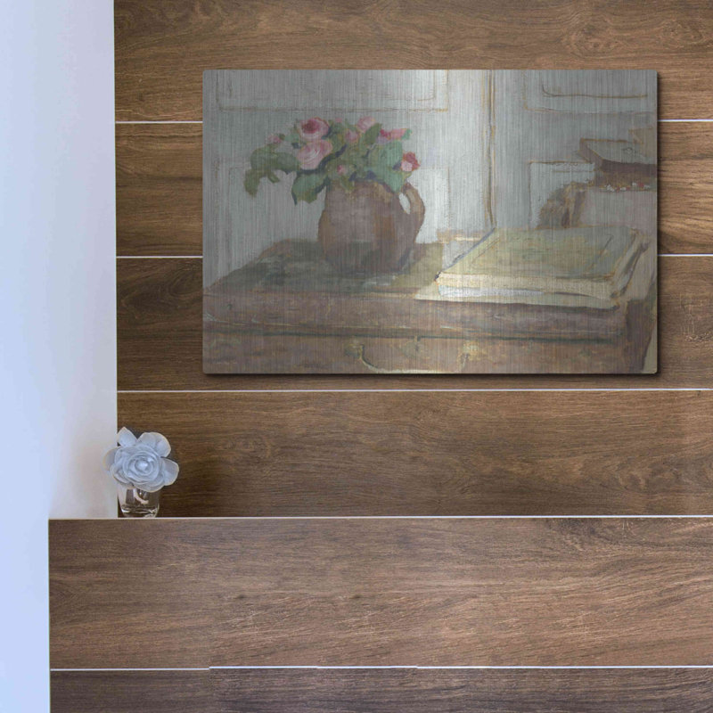 Art mural en métal de luxe 24 po x 16 po «Artist Pain Box With Flowers» par Stellar Design Studio, H 12 po x l 16 po