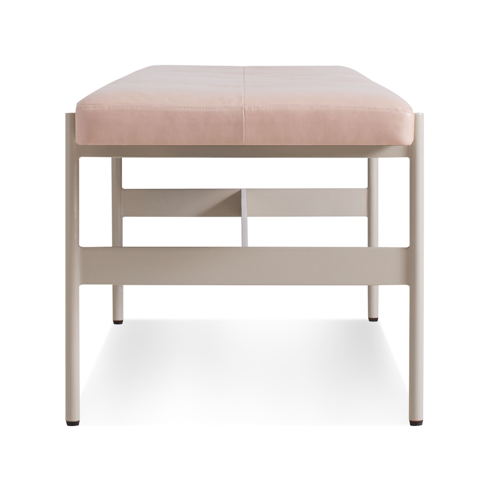 Daybench Genuine Leather Bench, Blush, Putty, 17" H x 55" W x 14" D