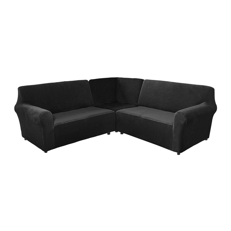 Housse pour canapé de coin Elastic, Noir, H 38 po x l 58 po x P 43 po