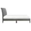 Modern Style Queen Platform Bed 1Pc Velvet Upholstered Headboard Grey Finish Solid Wood Legs Bedroom Furniture Bed In A Box