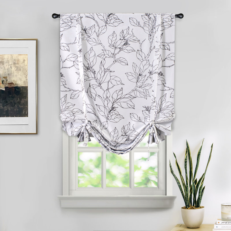 Abdouallah Blackout Curtain Single Panel, 25" W x 47" L, Black/White