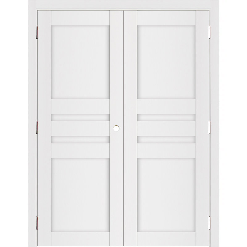 Double porte intérieure stratifiée blanc doux pré-suspendu Stile 032, 64 po x 96 po, S'ouvre à gauche vers l'intérieur
