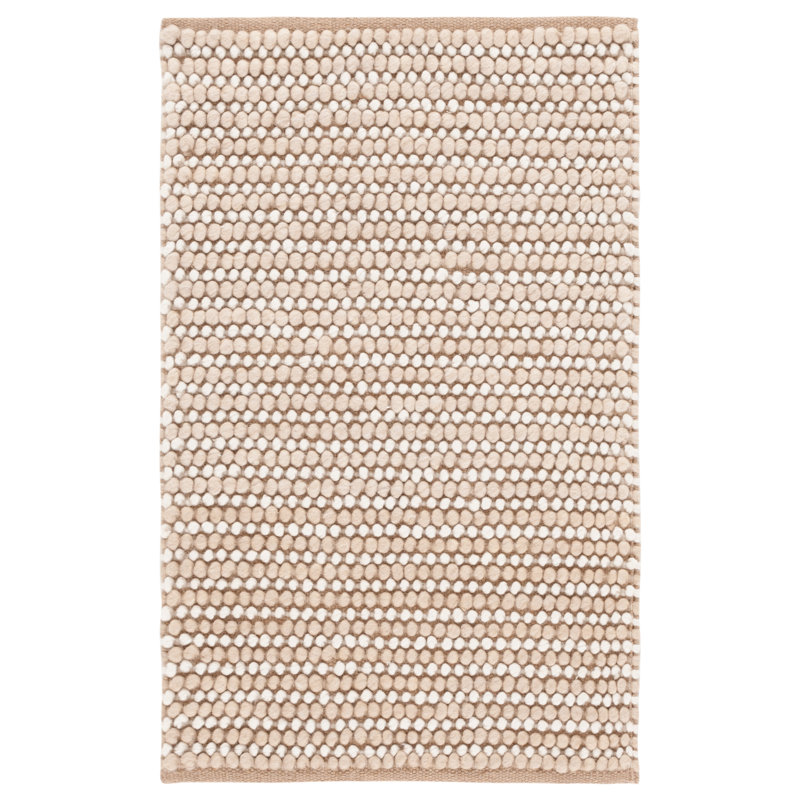 Natura 287 Flatweave Wool/Cotton No Pattern Rug in Taupe/Ivory, Rectangle 3' x 5'