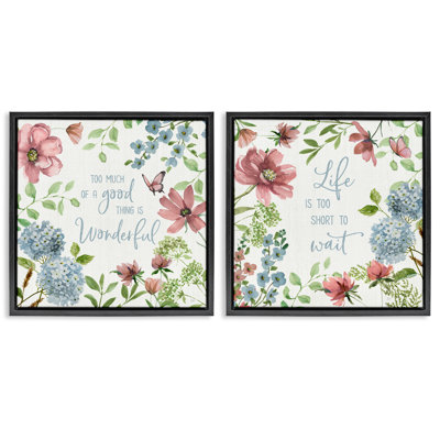 Uplifting Floral Quotes 2pc Floating Frame Set, design by Nan