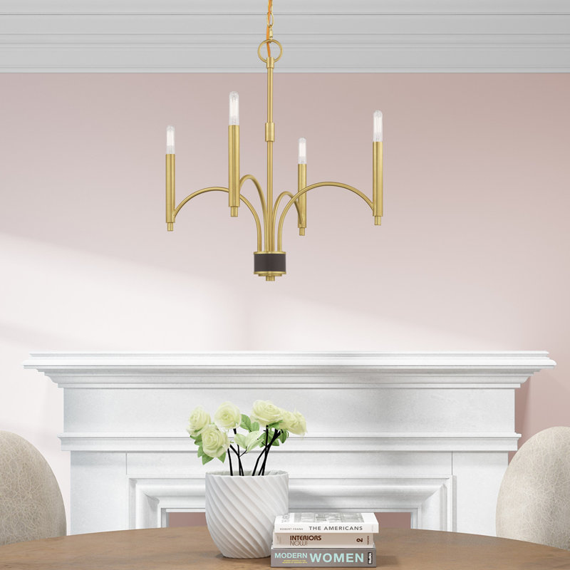 Lochlain 4 - Light Dimmable Classic / Traditional Chandelier, Satin Brass