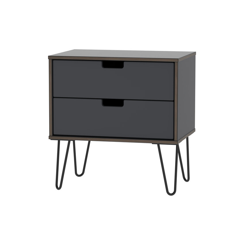 Fully Assembled Fairbury 2 Drawer Bedside Table