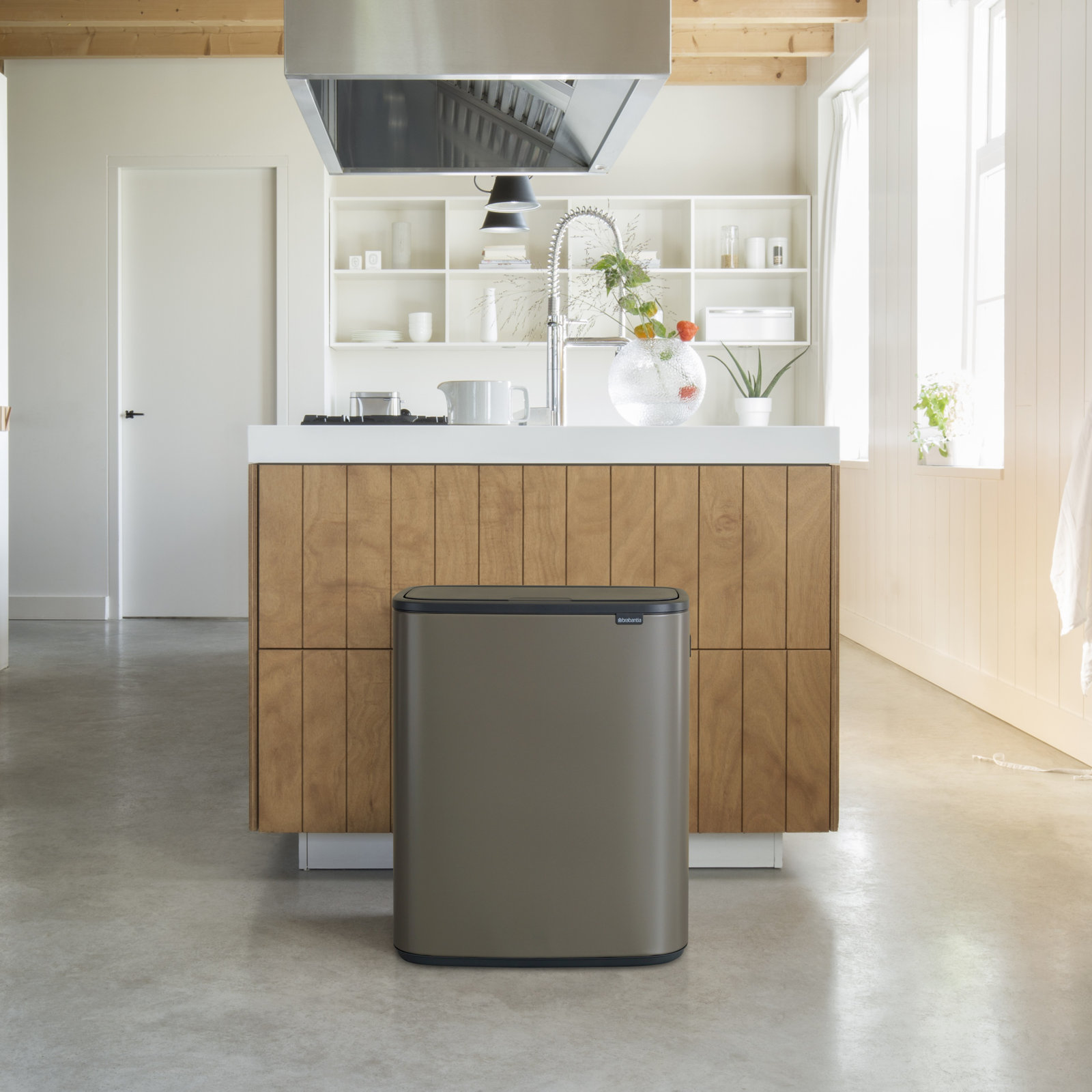 Brabantia Bo Touch Top Dual Recycling Can, Platinum