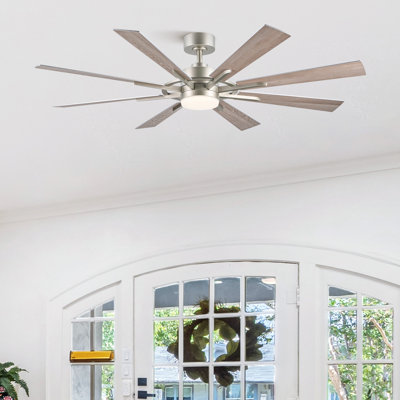 60'' 8-Blade Large Room LED Ceiling Fan with Light Kit and Remote Control