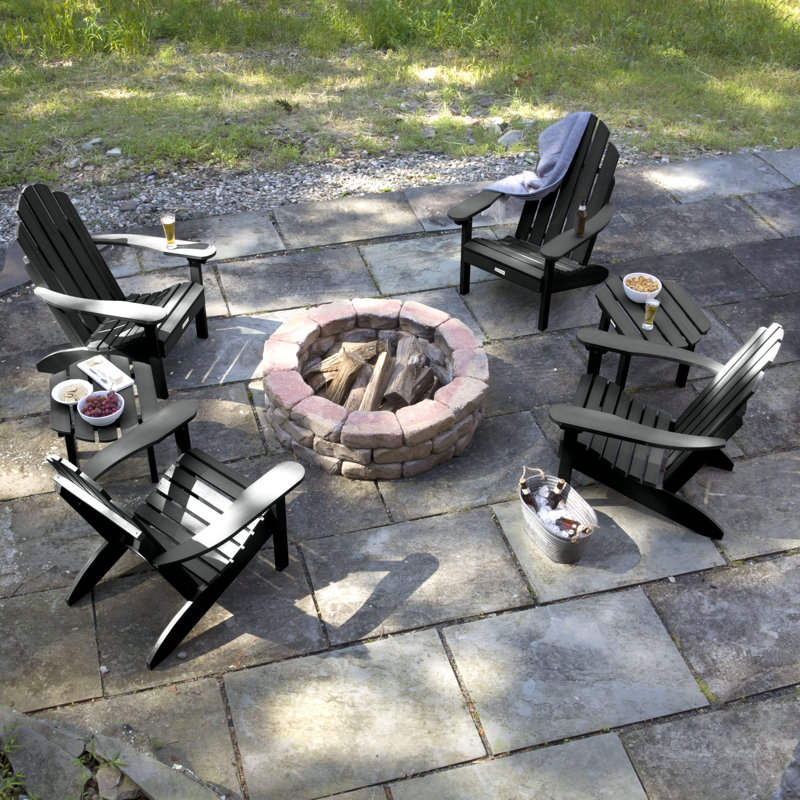 Chaise Adirondack en plastique avec table Anette, Noir