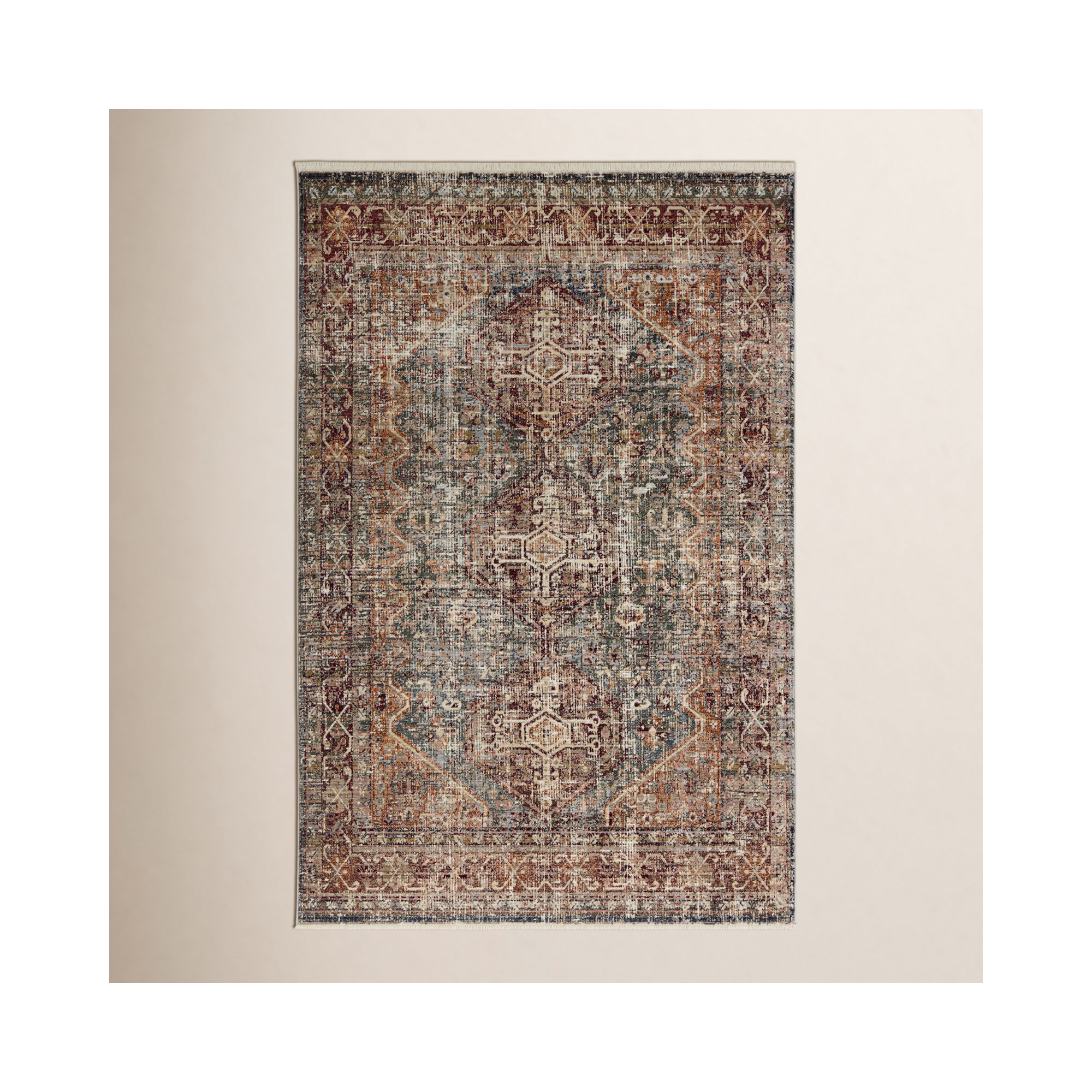 Clemente Red/Blue/Brown Rug, Rectangle 10' x 14'