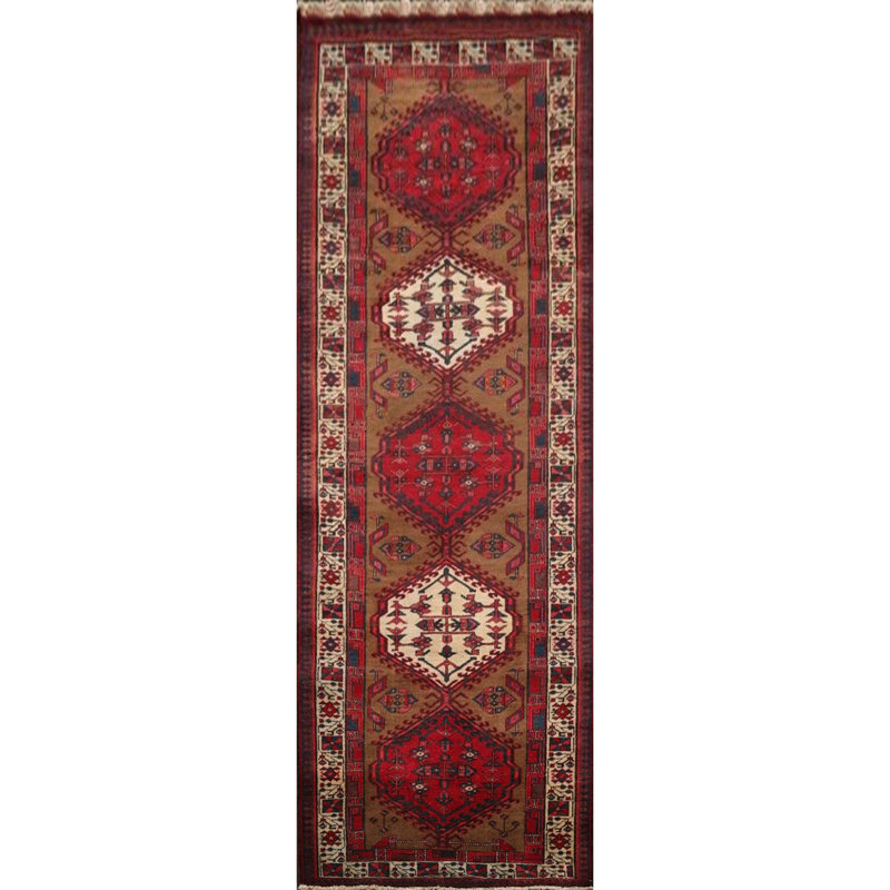 One-of-a-Kind Rectangle:3'8''x11' Wool Area Rug in Brown