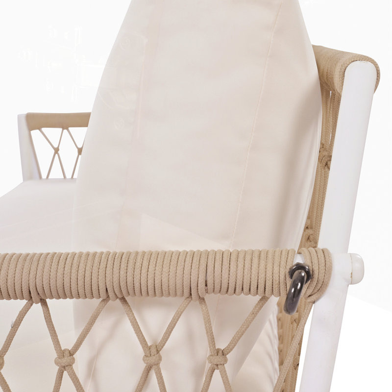 Canapé 1 pièce en corde tissée avec coussins pour 2 terrasses, Beige, Beige
