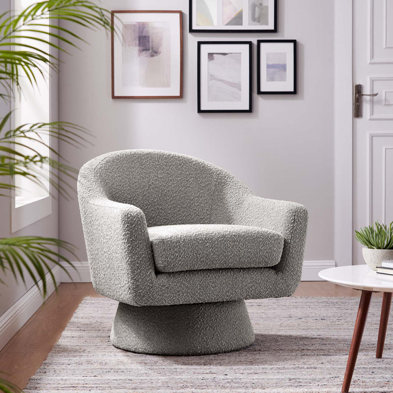 Modway Astral Boucle Fabric Swivel Chair, Taupe Polyester Blend
