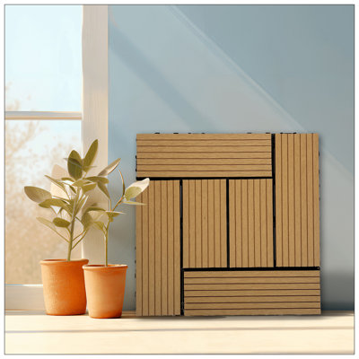 Ensemble de 20 tuiles de terrasse en bois et en plastique, résistantes à la rouille, imperméables, pour une utilisation intérieure et extérieure, 12 po x 12 po