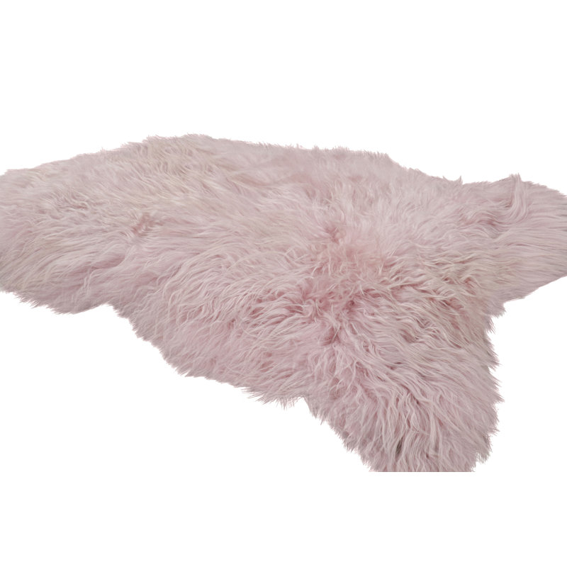 Rug & Kilim’S Sheepskin Single-Pelt Fur Rug In Dusk Pink