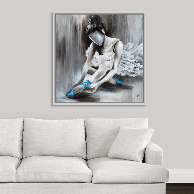 « et grâce i », peinture sur toile, H 37,7 po x l 37,7 po x p 1,75 po, Cadre flottant blanc