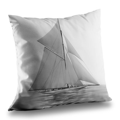 Sailing Ship Monochrome Poly Twill Throw | Best Sellers Decor